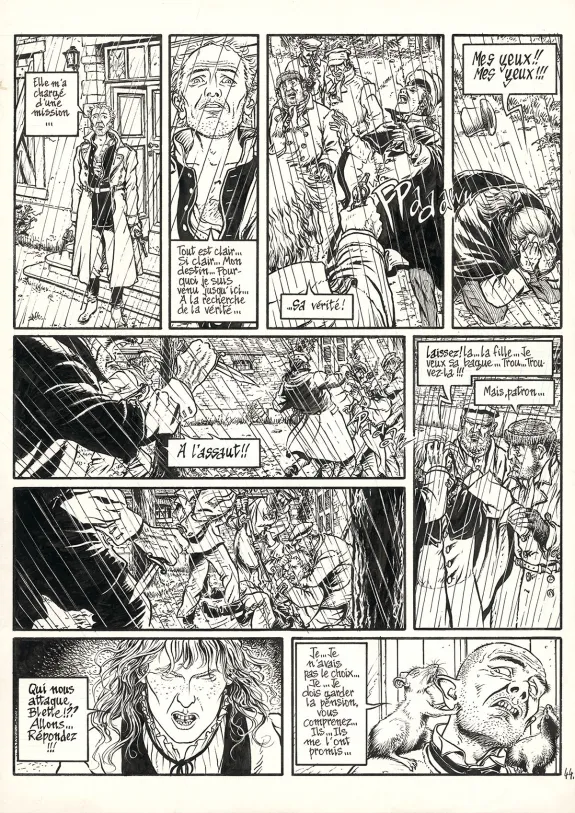 Planche noir et blanc, Les Voleurs d'Empire, Chat qui mord (T.5), Martin Jamar
