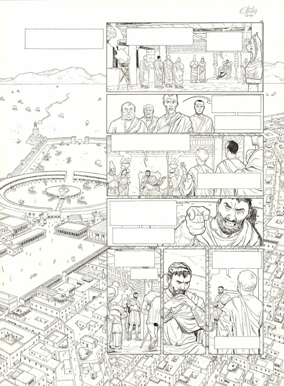 Black and white original page, Roma, Vaincre et mourir (T.2), Luca Erbetta