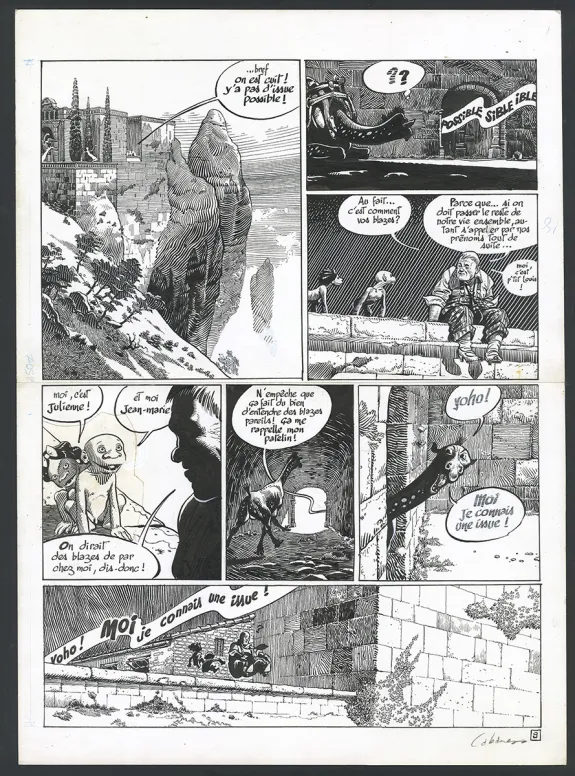Black and white original page, Dans les villages, L'anti-jôle (T.2), Max Cabanes