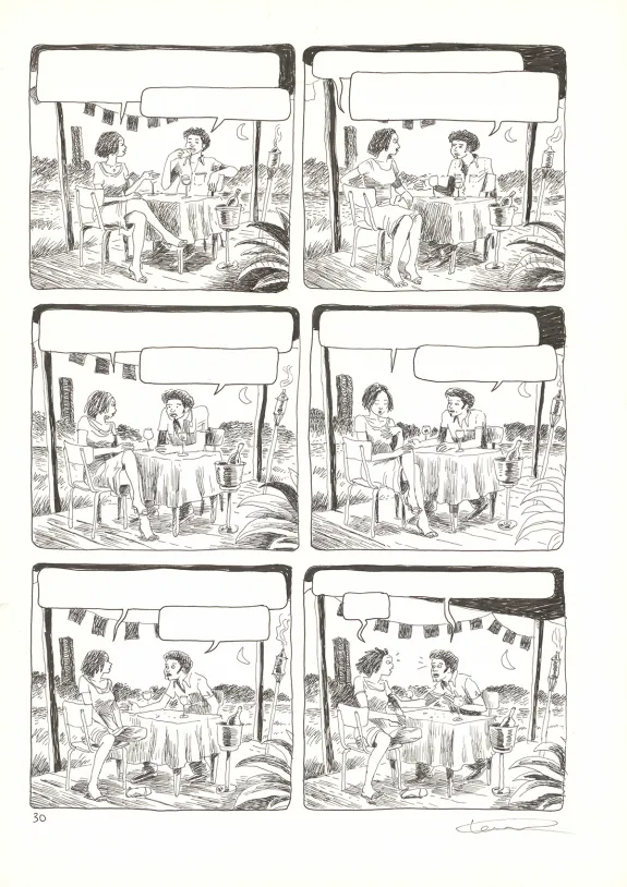 Black and white illustration, Aya de Yopougon, Volume 5 (T.5), Clément Oubrerie