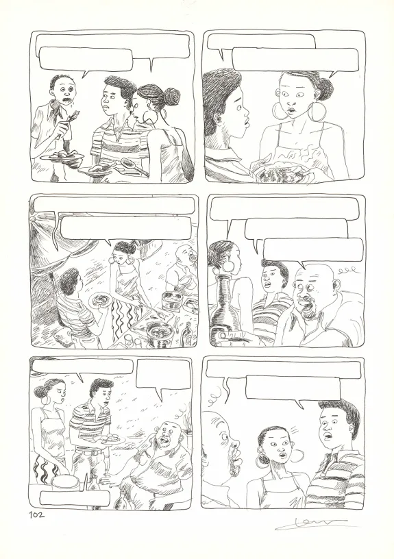 Planche noir et blanc, Aya de Yopougon, Volume 5 (T.5), Clément Oubrerie