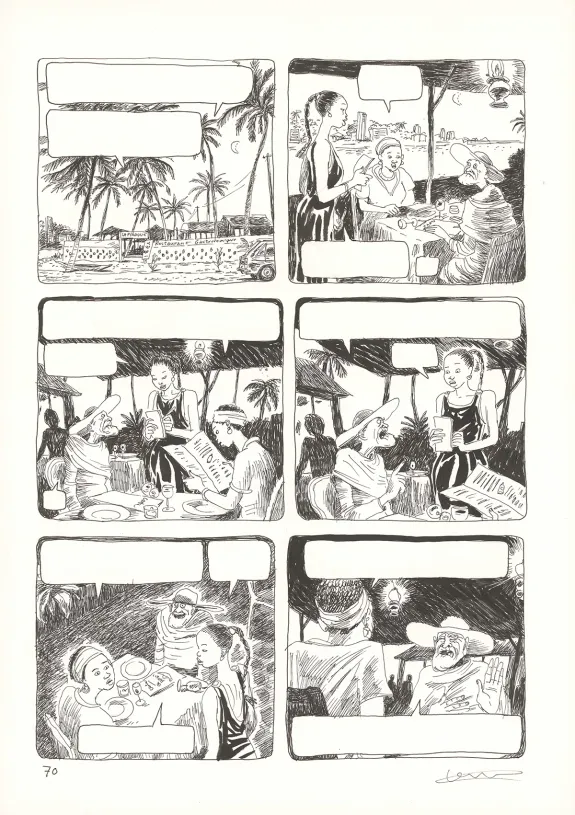 Black and white original page, Aya de Yopougon, Volume 4 (T.4), Clément Oubrerie