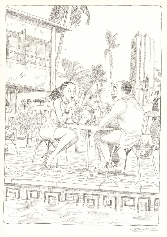 Planche noir et blanc, Aya de Yopougon, Volume 7 (T.7), Clément Oubrerie