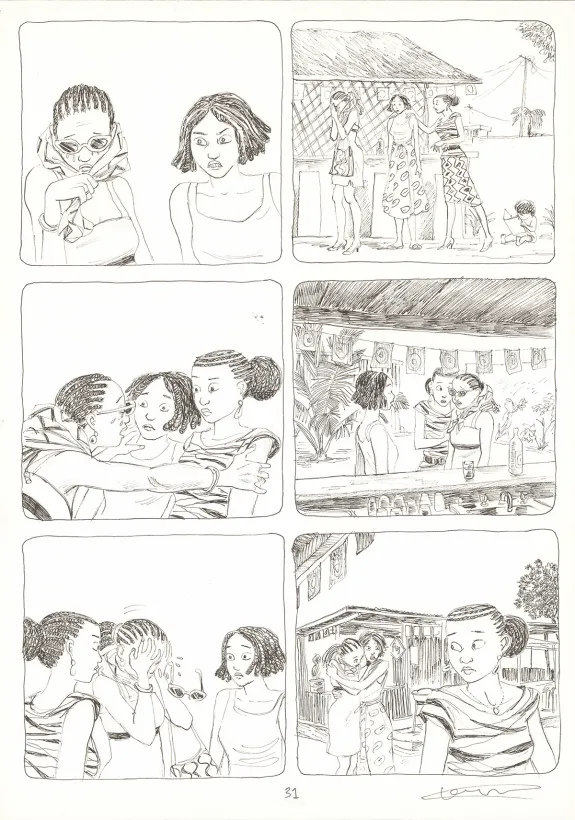 Planche noir et blanc, Aya de Yopougon, Volume 7 (T.7), Clément Oubrerie