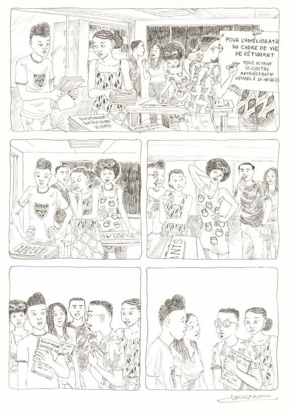 Planche noir et blanc, Aya de Yopougon, Volume 7 (T.7), Clément Oubrerie