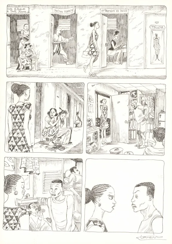Planche noir et blanc, Aya de Yopougon, Volume 7 (T.7), Clément Oubrerie