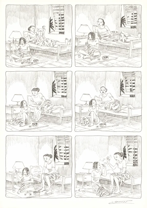 Black and white original page, Aya de Yopougon, Volume 7 (T.7), Clément Oubrerie