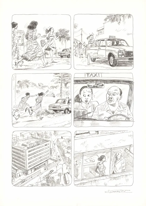 Planche noir et blanc, Aya de Yopougon, Volume 7 (T.7), Clément Oubrerie