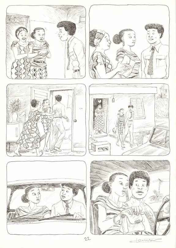 Planche noir et blanc, Aya de Yopougon, Volume 7 (T.7), Clément Oubrerie