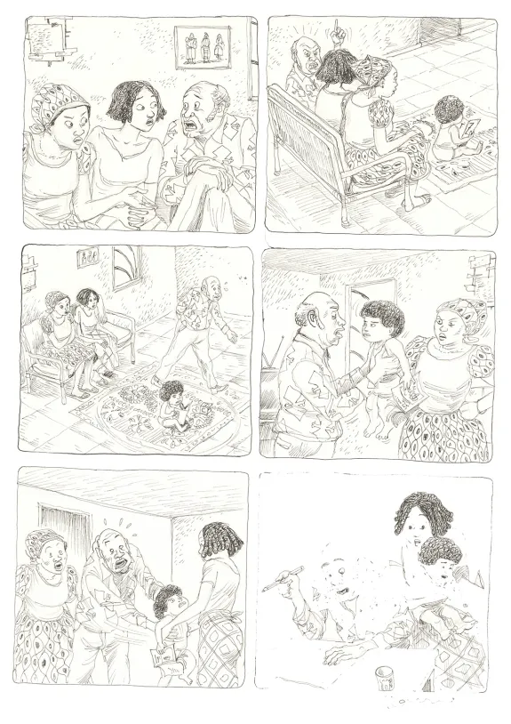 Planche noir et blanc, Aya de Yopougon, Volume 7 (T.7), Clément Oubrerie
