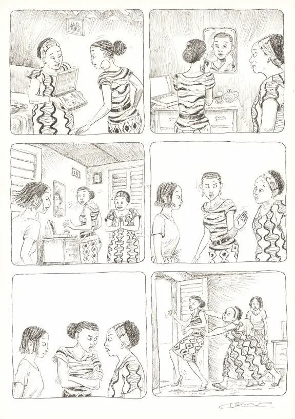 Planche noir et blanc, Aya de Yopougon, Volume 7 (T.7), Clément Oubrerie
