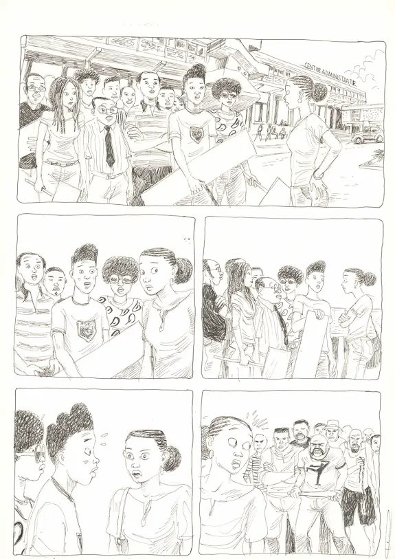 Planche noir et blanc, Aya de Yopougon, Volume 7 (T.7), Clément Oubrerie