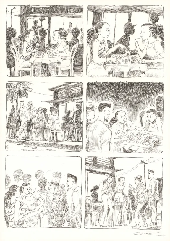 Black and white original page, Aya de Yopougon, Volume 7 (T.7), Clément Oubrerie