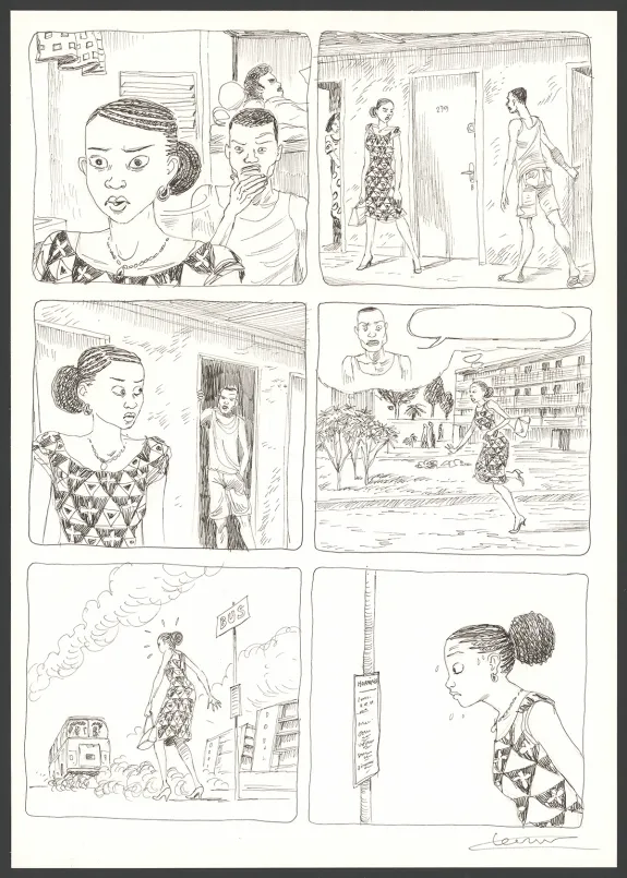 Black and white original page, Aya de Yopougon, Volume 7 (T.7), Clément Oubrerie