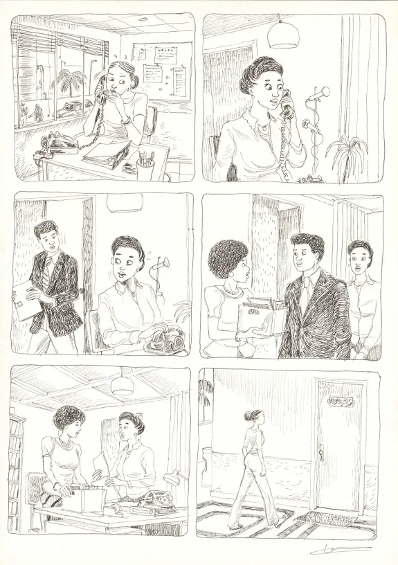 Planche noir et blanc, Aya de Yopougon, Volume 7 (T.7), Clément Oubrerie