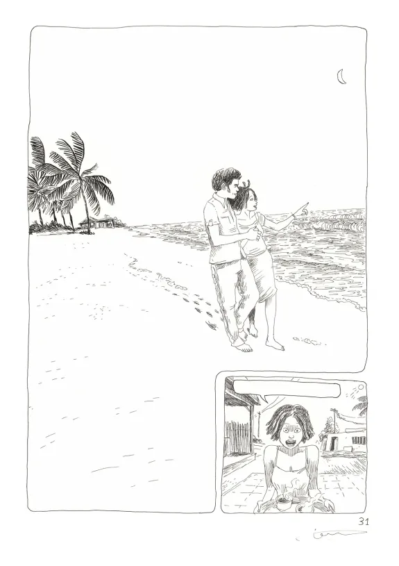Black and white original page, Aya de Yopougon, Clément Oubrerie