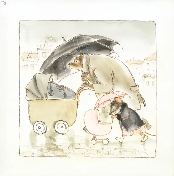 Colored illustration, Ernest et Célestine, Au jour le jour, Gabrielle Vincent