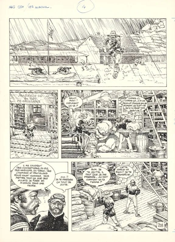 Black and white original page, Mac Coy, Mescaleros Station (T.15), Antonio Hernandez Palacios