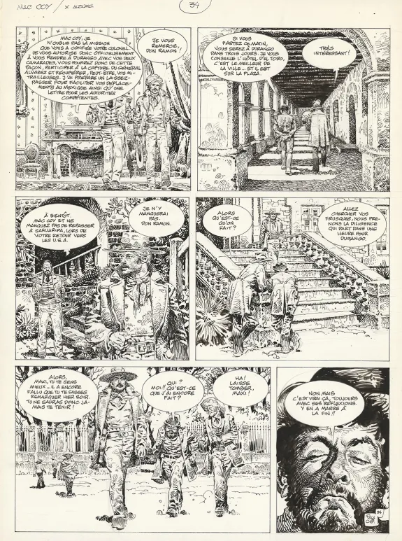 Planche noir et blanc, Mac Coy, Fiesta à Durango (T.10), Antonio Hernandez Palacios