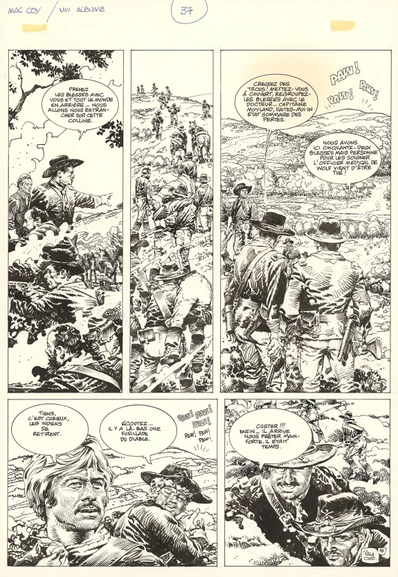 Planche noir et blanc, Mac Coy, Little Big Horn (T.8), Antonio Hernandez Palacios