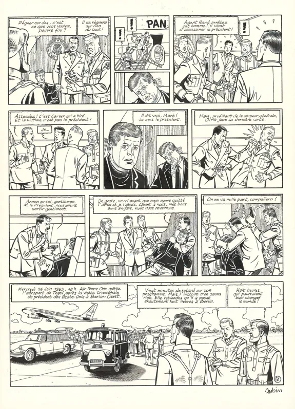 Black and white original page, Blake et Mortimer, Huit heures à Berlin (T.29), Antoine Aubin