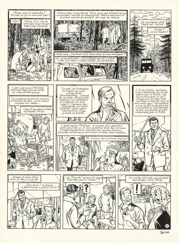 Black and white original page, Blake et Mortimer, Huit heures à Berlin (T.29), Antoine Aubin