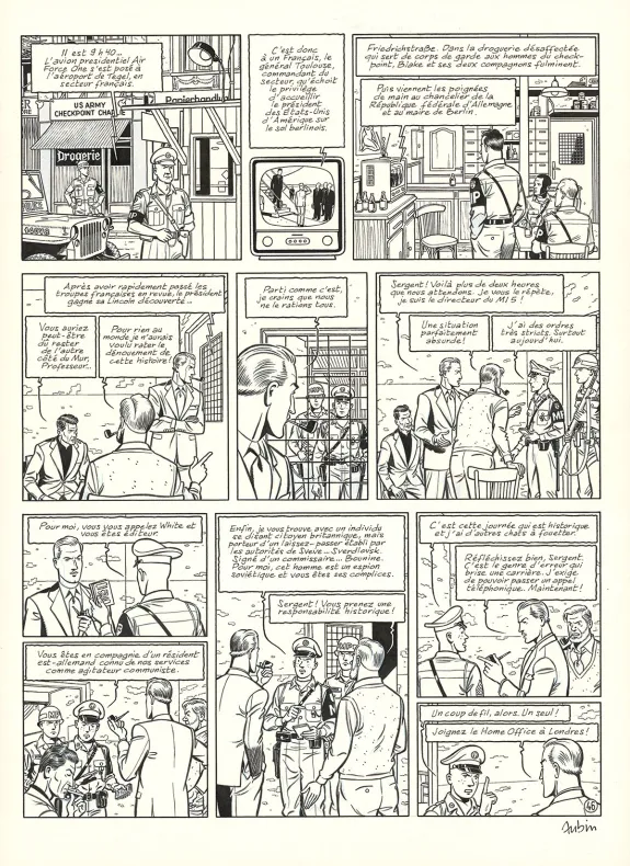 Black and white original page, Blake et Mortimer, Huit heures à Berlin (T.29), Antoine Aubin