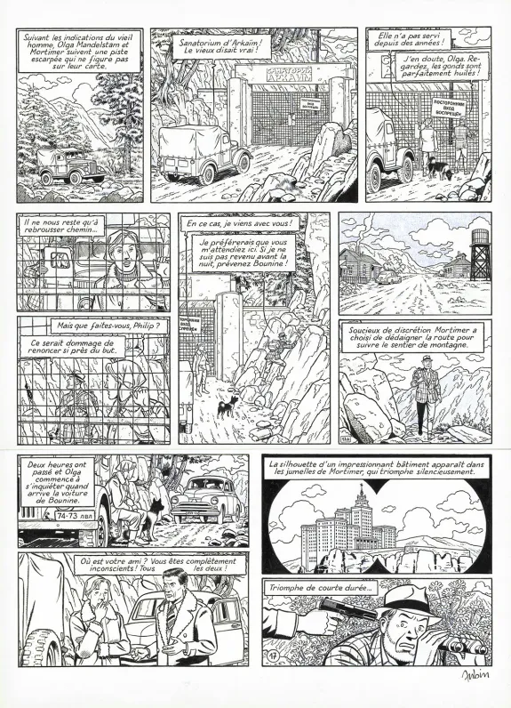 Black and white original page, Blake et Mortimer, Huit heures à Berlin (T.29), Antoine Aubin