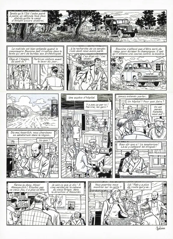 Planche noir et blanc, Blake et Mortimer, Huit heures à Berlin (T.29), Antoine Aubin
