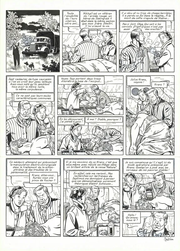 Black and white original page, Blake et Mortimer, Huit heures à Berlin (T.29), Antoine Aubin