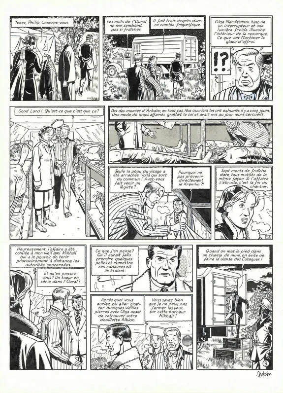 Planche noir et blanc, Blake et Mortimer, Huit heures à Berlin (T.29), Antoine Aubin