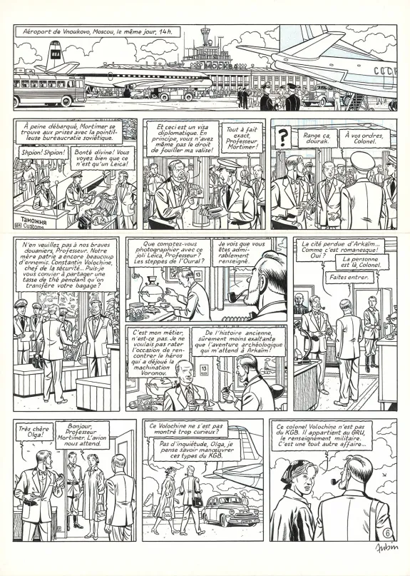Black and white original page, Blake et Mortimer, Huit heures à Berlin (T.29), Antoine Aubin