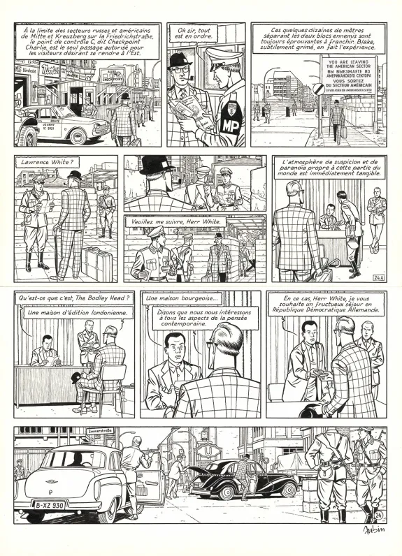 Black and white original page, Blake et Mortimer, Huit heures à Berlin (T.29), Antoine Aubin