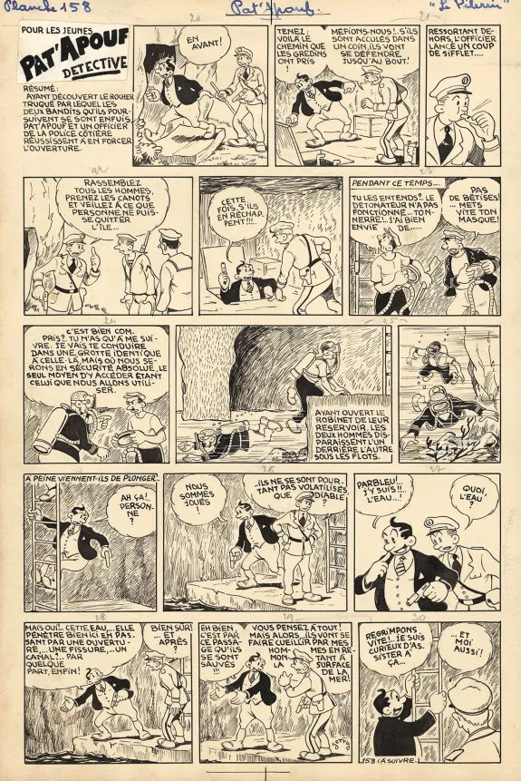 Planche noir et blanc, Pat'Apouf, Les Aventures de Pat'Apouf aux Antipodes,  Gervy