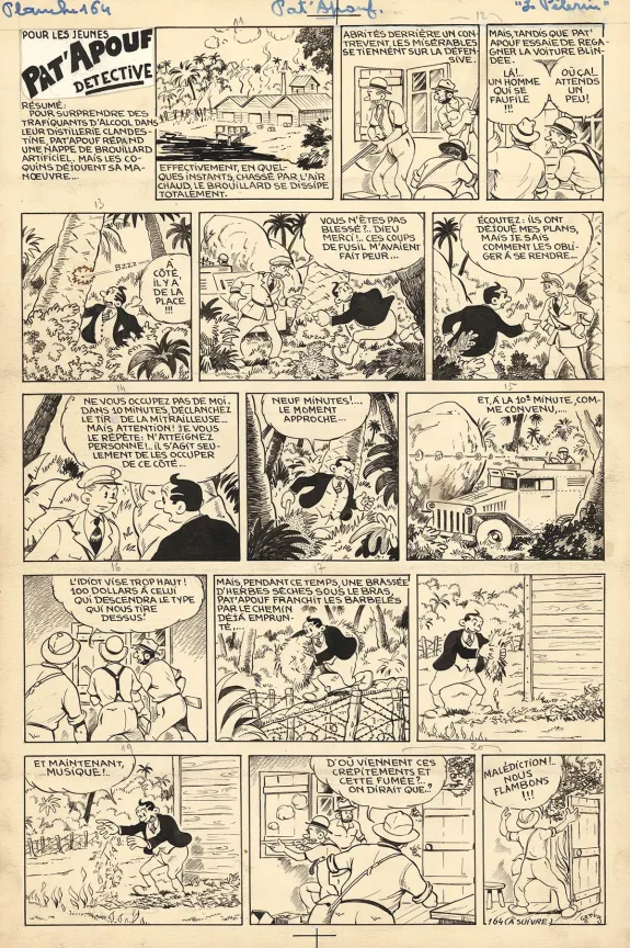Planche noir et blanc, Pat'Apouf, Les Aventures de Pat'Apouf aux Antipodes,  Gervy