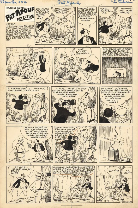Planche noir et blanc, Pat'Apouf, Les Aventures de Pat'Apouf aux Antipodes,  Gervy