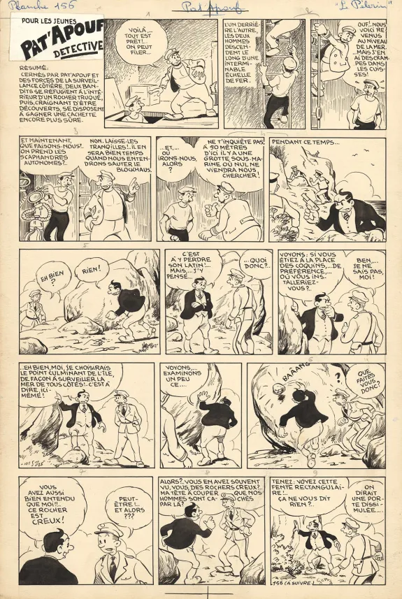 Planche noir et blanc, Pat'Apouf, Les Aventures de Pat'Apouf aux Antipodes,  Gervy