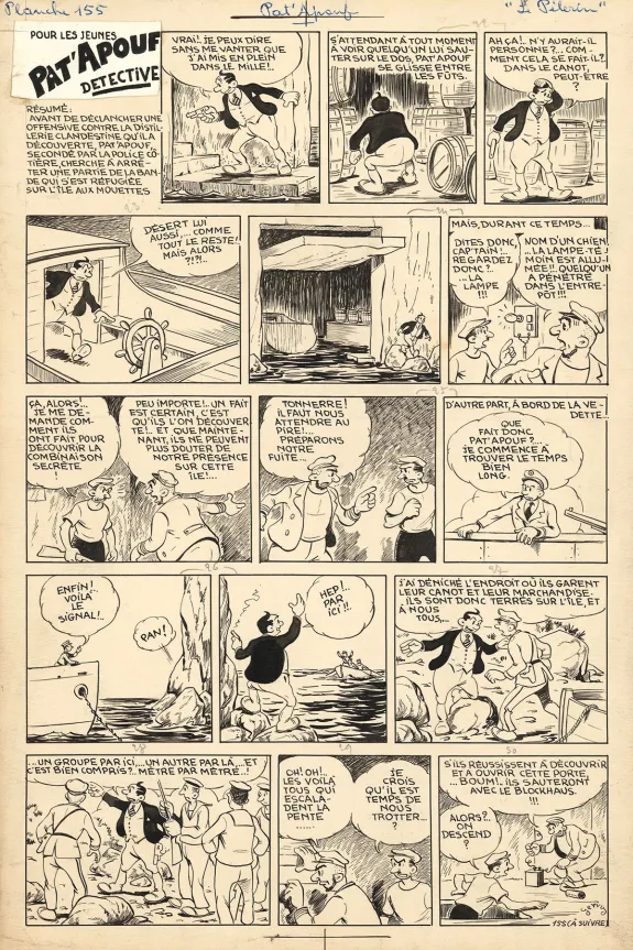 Planche noir et blanc, Pat'Apouf, Les Aventures de Pat'Apouf aux Antipodes,  Gervy