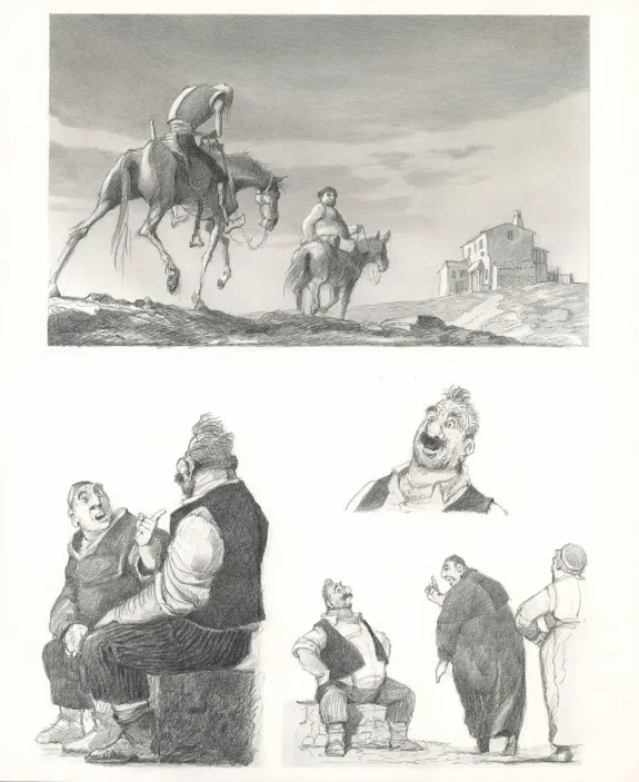 Planche noir et blanc, Don Quichotte de la Manche, Paul & Gaëtan Brizzi