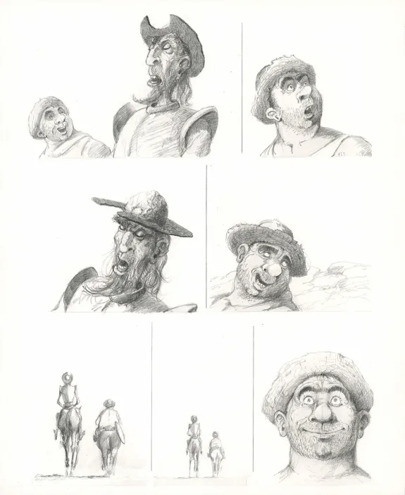 Planche noir et blanc, Don Quichotte de la Manche, Paul & Gaëtan Brizzi