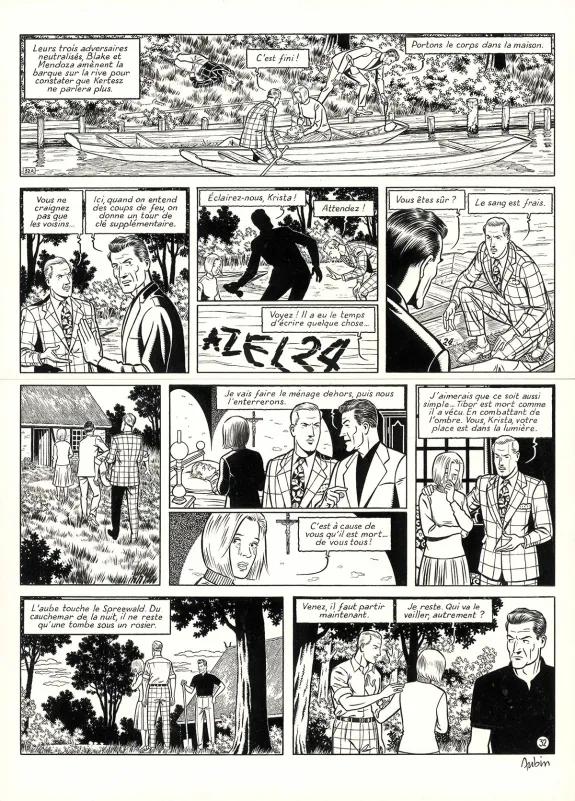 Black and white original page, Blake et Mortimer, Huit heures à Berlin (T.29), Antoine Aubin