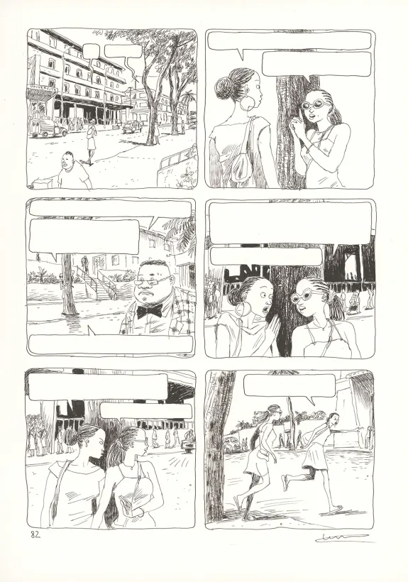 Black and white original page, Aya de Yopougon, Volume 4 (T.4), Clément Oubrerie