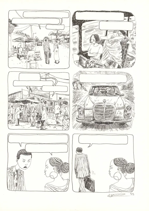 Planche noir et blanc, Aya de Yopougon, Volume 5 (T.5), Clément Oubrerie