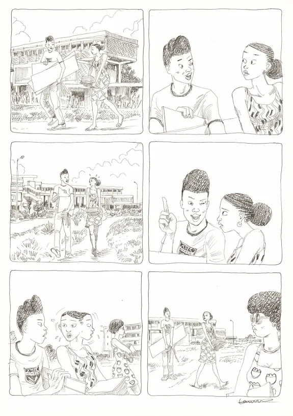 Planche noir et blanc, Aya de Yopougon, Volume 7 (T.7), Clément Oubrerie