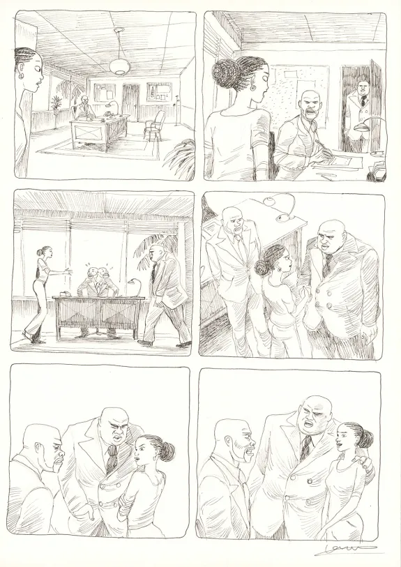 Planche noir et blanc, Aya de Yopougon, Volume 7 (T.7), Clément Oubrerie