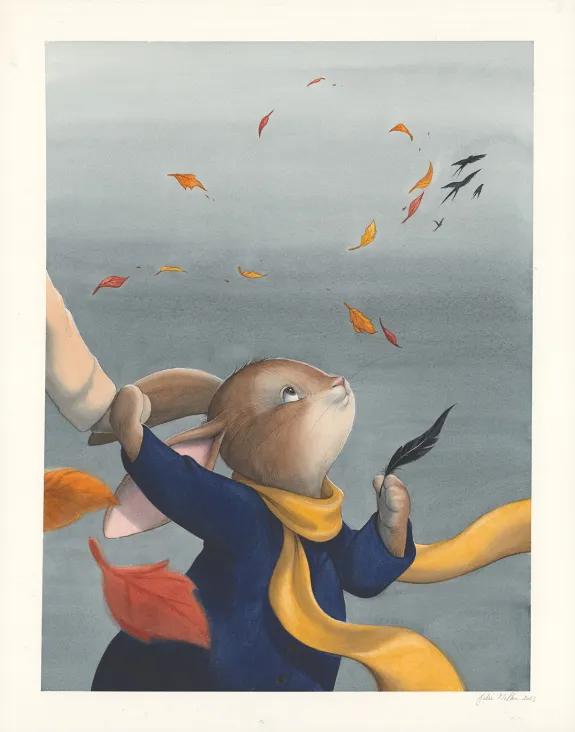 Illustration couleur, Les merveilleuses histoires de grand-père au coin du feu, Julie Mellan