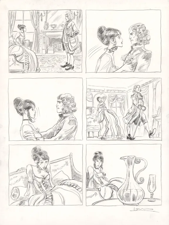 Planche noir et blanc, Voltaire amoureux, Voltaire très amoureux (T.2), Clément Oubrerie