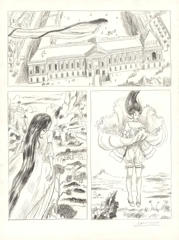 Black and white original page, Voltaire amoureux, Voltaire très amoureux (T.2), Clément Oubrerie