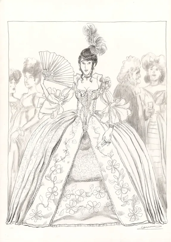 Black and white original page, Voltaire amoureux, Voltaire très amoureux (T.2), Clément Oubrerie