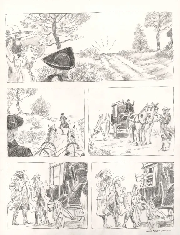 Planche noir et blanc, Voltaire amoureux, Voltaire très amoureux (T.2), Clément Oubrerie